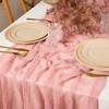 FOLAI Pack of 2 Boho Cheesecloth Table Runner Table Cloth