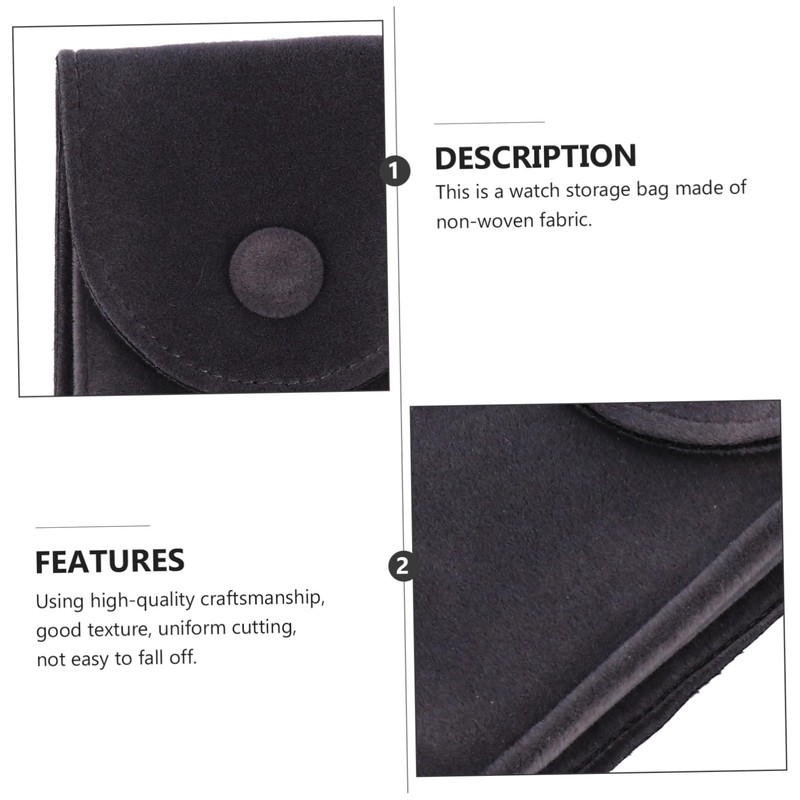 SAFIGLE Practical Dark Grey Travel Watch Pouch Case Non-woven Storage