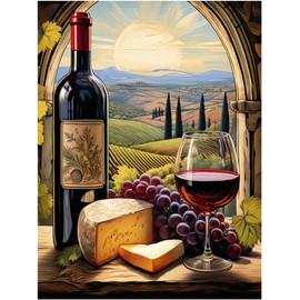 Wine Themed Tuscany Vineyard Pattern A1142 Accent Tile Mural Kitchen Bathroom Wall Backsplash Behind Stove Range Sink Splashback One Tile 8"x10" Ceramic, Matte