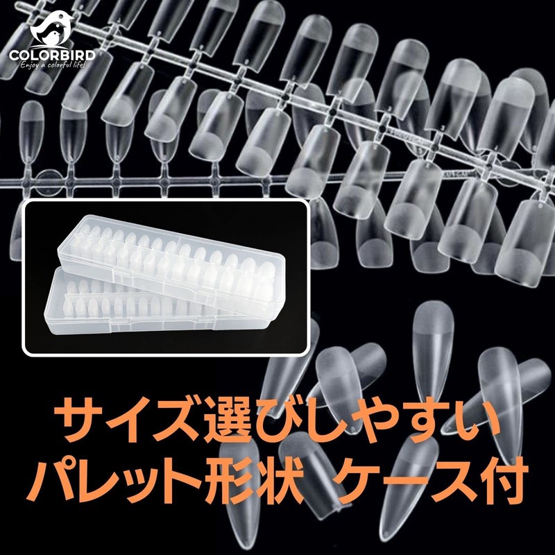 COLORBIRD Nail Tips, Ultra Thin, Long, Clear, 504 Pieces, Sanding,