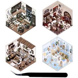 4 Sets DIY 3D House Stickers - Cute Korean Room Deco - Make Your Own - Funny Fairy Scrapbook Stickers - Cartoon Scene - Stress Relief