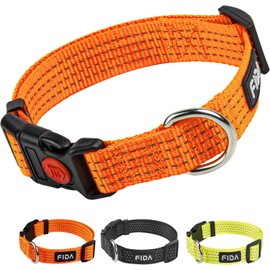 Fida Collar reflectante para perro, collares de nailon con colores neón para perros pequeñosmedianosgrandes, collares de perro de alta visibilidad