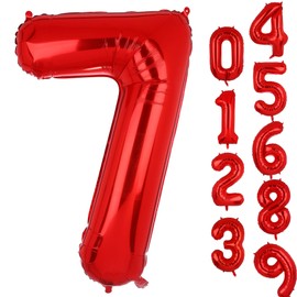 40 Inch 7 Red Number Balloons Mylar Foil Helium Digital Balloons Baby Shower 7st Birthday Party Decor Supplies