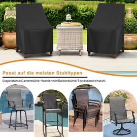 BEJAGWUS Garden Chair Cover with Drawstring, Oxford Protective Cover for Stacking Chairs, Garden Chairs, High-Backed Chair, Cover, Garden Furniture, Waterproof, Winterproof, Windproof, UV Resistant