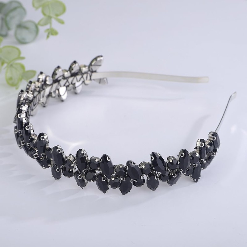 Teyglen Rhinestone Wedding Headband Crystal Headpiece Bridal Headband Tiara Silver