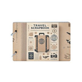 Generic Minimalist Travel Scrapbook with Wooden Cover (230 x 220 30 mm, Black)