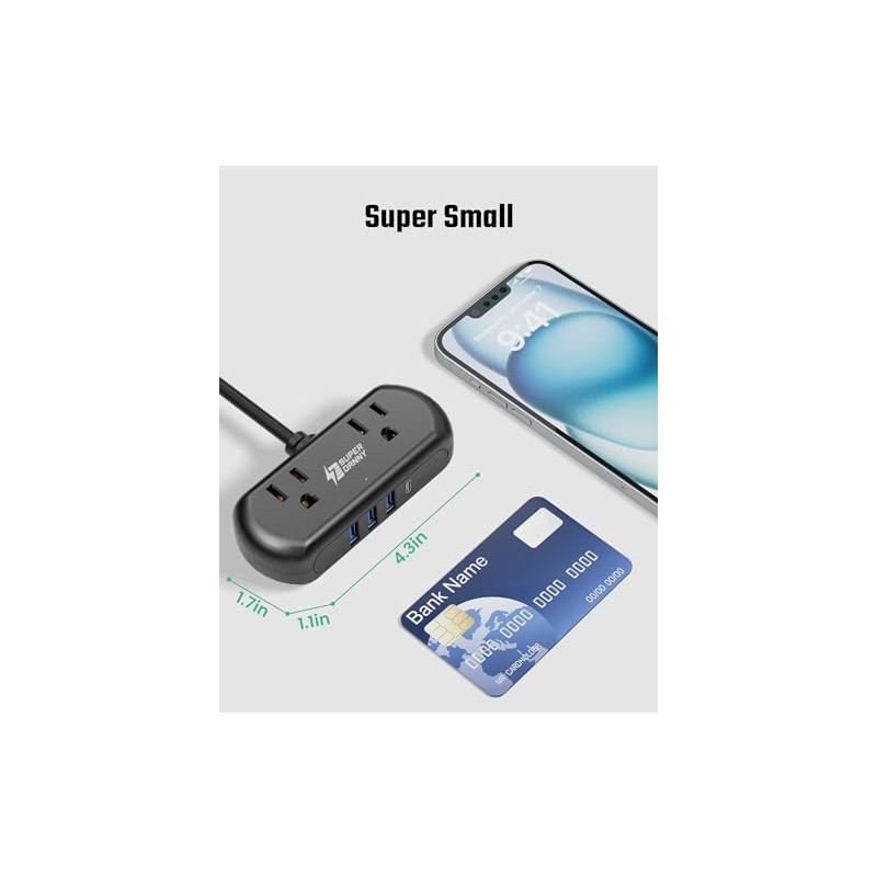 SUPERDANNY Regleta Multicontacto para Viajes, 6 En 1 Multicontactos con