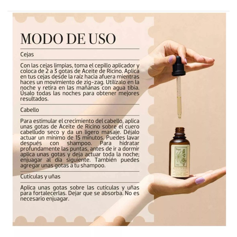 Yuya Aceite Ricino Yuya Tópico Hidratante Piel Cejas Cabello 50ml