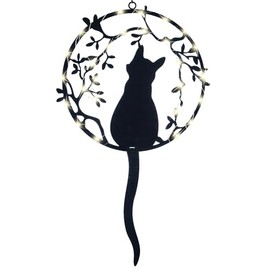 Collections Etc Solar Powered Metal Cat Dangler Garden Mobile NO Size