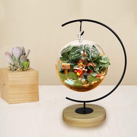 YEARCHY Hanging Ornament Display Rack Stand Hook Chrismas Ornament Party Decoration Holder Pot Hanging Terrarium Home Office Decor Hanger (1, Black Round)