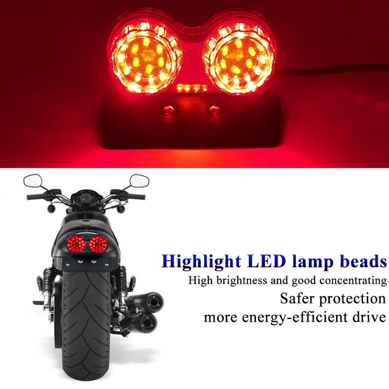 Sidaqi Motorcycle Tail Light with License Plate Holder Running Light