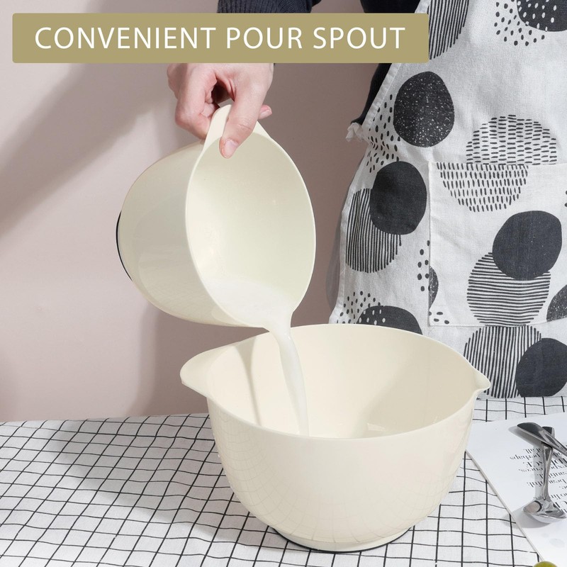 BoxedHome Nesting Plastic Mixing Bowl Set, 4 Piece Mixing Bowl