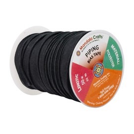 (2.5mm 0.5 inch 55 Yards, Black) - Mandala Crafts Maxi Piping Trim, Double Fold Bias Tape, Welting Cord from Cotton Polyester for Sewing, Trimming, Upholstery (Black, 2.5mm 0.5 inch 55 Yards)