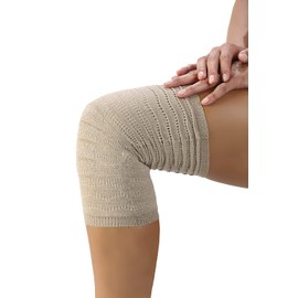 Spikenergy Elastischer Kniebandagen Stützverband zur Unterstützung bei Entzündungen, Traumata, Verstauchungen, Arthrose und zur Stabilisierung des Kniegelenks mit Magnetfeld-Therapie (Beige, S)
