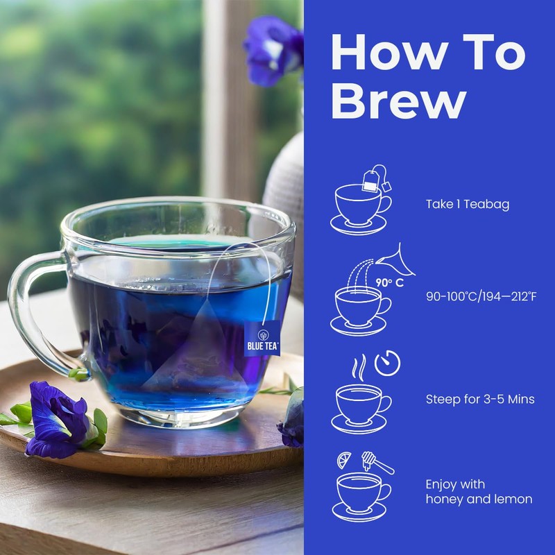 BLUE TEA - Butterfly Pea Flower Tea - 10 Count