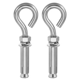 sourcing map Concrete Wall Hook M10x115mm, 304 Stainless Steel Expansion Concrete Wall Anchors Shoulder Lag Eye Bolts Screws for Ceiling Concrete Wall Brick Masonry, Pack of 2