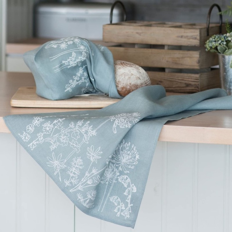 Helen Round Linen Tea Towel, duck egg blue. This beautiful,