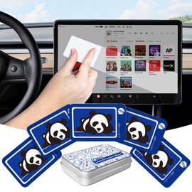 Car Screen Cleaner Wipes, Reusable Car Interior Cleaning Cloth Sticker Assecories for for Display, Sun Visor, Dashboard, Center Control, GPS Dust Detail Removal-Cute Design With Storage Box (5 Pack)