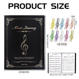 Music Folder A4 Choir Folder, 60 Pages Music Sheets Folder, Waterproof Music Folder, with 10 Notes Paper Clips, Storage Folder for Musicians, Index Folders, Double-Sided Folder for File, Paper, Files