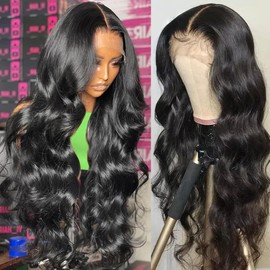 Glueless Lace Front Wigs for Black Women Human Hair 13x4 Brazilian Body Wave Human Hair Wigs 180% Density Glueless Wigs Human Hair Pre Plucked Pre Cut Natural Color (22 inch)
