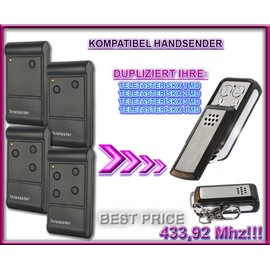Teletaster SKX1MD / SKX2MD / SKX3MD / SKX4MD Compatible Handheld Transmitter / 4-Channel Clone Remote Control 433.92 MHz Fixed Code Copier