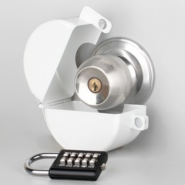 Posnaland Door Knob Lockout Devices, Round Door Handle Lock Cover - Used for Covering and Door Knob Lock Out, Prevents Turning of Door Handle and Unauthorized Access to Keyhole (White)
