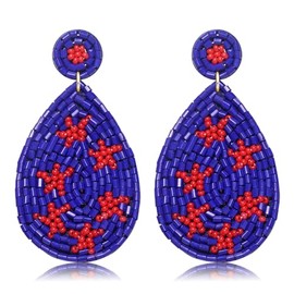 HZEYN Game Day Earrings for Women Beaded Stars Teardrop Dangle Earrings Sports Team Earrings Game Day Football Accessories Jewelry Gifts, Beads, No Gemstone