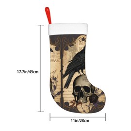 FYCFSLMY Edgar Allan Poe The Raven Skull Large Christmas Stockings, Xmas Tree Fireplace Hanging Decorations for Home Holiday Decor