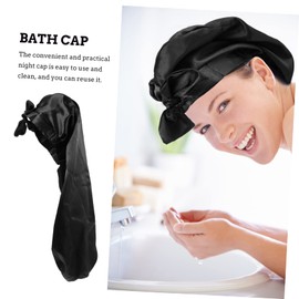 Ipetboom Long Shower Cap Satin Sleep Bonnet Has Shower Caps Women's Hats & Caps Long Hair Sleep Cap Bath Long Sleep Cap Night Sleep Cap Long Curly Cap Braids Sleep Cap Satin Bonnet Black