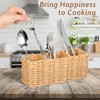 YBEATY Wicker Flatware Silverware Caddy, Plastic Woven Kitchen Cutlery Organizer
