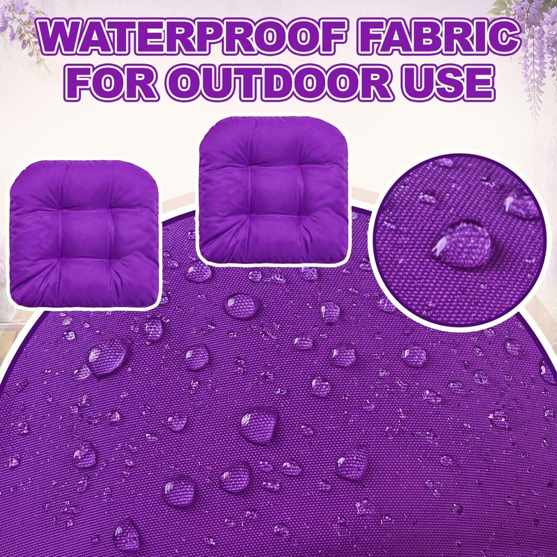 3 Pack Wicker Cushion Waterproof Tufted Patio Furniture,Purple
