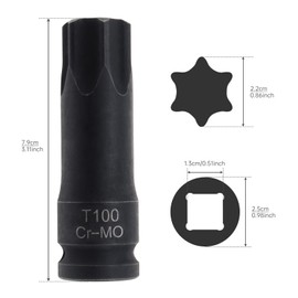 ePathChina T100 Camshaft Screw Removal Socket, 1/2" Drive, CR-MO Steel Impact Socket Fastening Screw Auto Repair Tool Compatible with Mercedes Benz M270 M271 M274 M276 M264 M278 M157 M176 M177