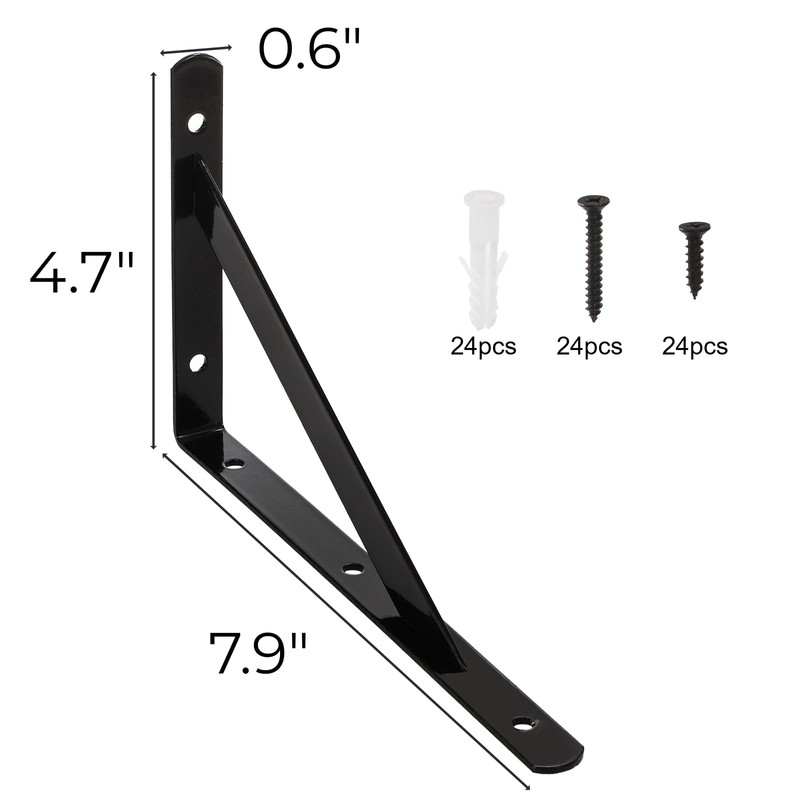 Hiceeden 12 Pack Heavy Duty Shelf Brackets, 8 in x