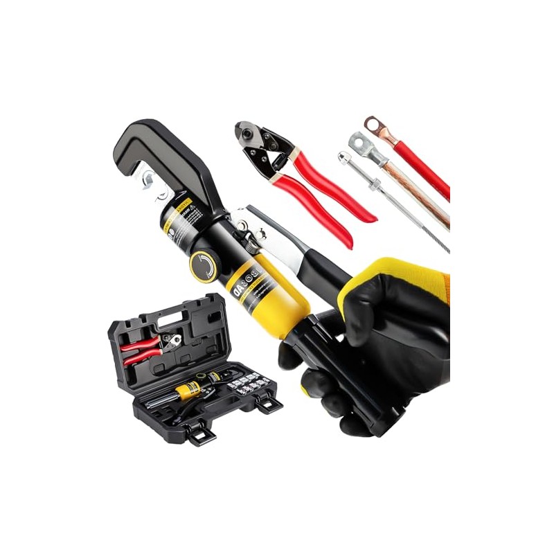 IBOSAD Hydraulic Crimping Tool with 9 Dies - Battery Cable