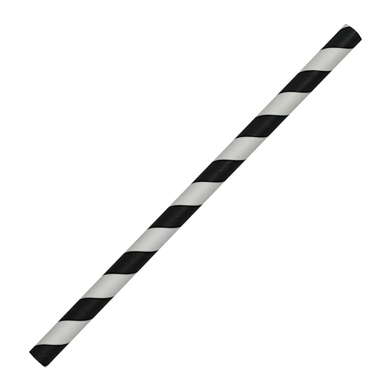 Black & White Striped Paper Straws (10mm x 200mm) -