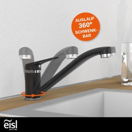 EISL Spültischarmatur Speed, Single Lever 360° swivelling in Chrome, Mixer Kitchen, Sink tap, NI182SCR-B, matt Black