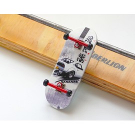 BERLION Professional Wooden Finger Skate Pro Medium Concavity Mini Skateboard Small Fingerboard Abrasive Tool and Wheels Anti Stress Toy (White and Red)