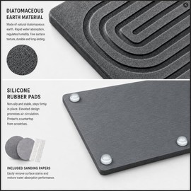 Faucet Mat for Kitchen Sink, Natural Diatomite Stone (23.6" x 3.9")