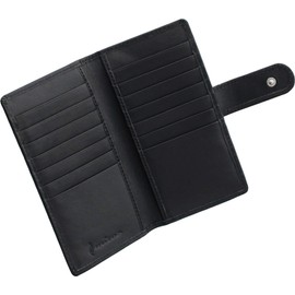 mieno Card Case, Large Capacity, Men's, Women's, Credit Card Slots, Genuine Leather, Bifold, Holds 14 Cards, Black