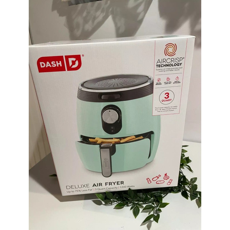 Dash Deluxe Air Fryer 3 Quart Aqua With AirCrisp Technology