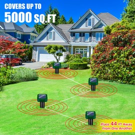 Solar Mole Repellent Stakes, Groundhog Repellent Outdoor Waterproof Ultrasonic Animal Repeller Sonic Burrowing Mole Deterrent Spikes for Vole Groundhog Gopher Snake Mole for Yard, 8 Pack