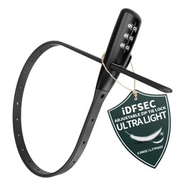 iDFSEC Zip Tie Lock, Adjustable Cable Tie with Stainless Steel Core - Multi-Purpose Cable Lock for Securing Helmets, Bicycles, Skis, Scooters, Café, Gate Door (1/Pack, Black)