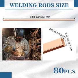 Otoolling 80 Sticks Brazing Rods Aws Bcup-5 15% Silver Solder Phos Copper Brazing Alloys Flat Welding Rods Industry 0.050"x1/8"x10" for Air Conditioning Refrigerator Cold Storage HVAC Units