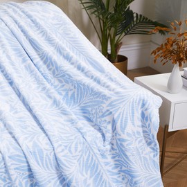 Obal Fleece Blanket William Morris Design throw Blanket Fluffy Baby Blanket for Babies Boy Girl Sofa Bed, Baby, Blue Larkspur, 80x130cm