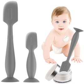 Baby Diaper Cream Spatula,2Pack Silicone Diaper Cream Applicator Baby Butt Paste Spatula Diaper Cream Brush for Newborn Baby, 1 x Large Size,1 x Small Size (Gray)