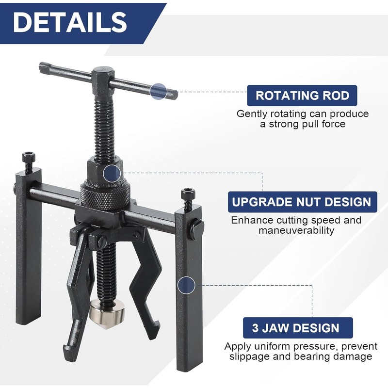 DASBET 3 Jaw Inner Bearing Puller, Jaw Pilot Bearing Puller
