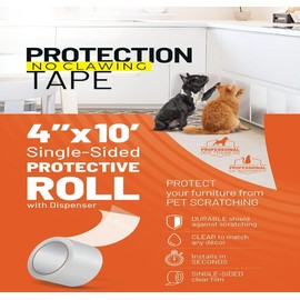CLAWGUARD Protection Tape Roll – 4 in x 10 ft Single-Sided Scratch Barrier – Door Scratch Protector Dog & Cat – Couch Cat Scratch Protector