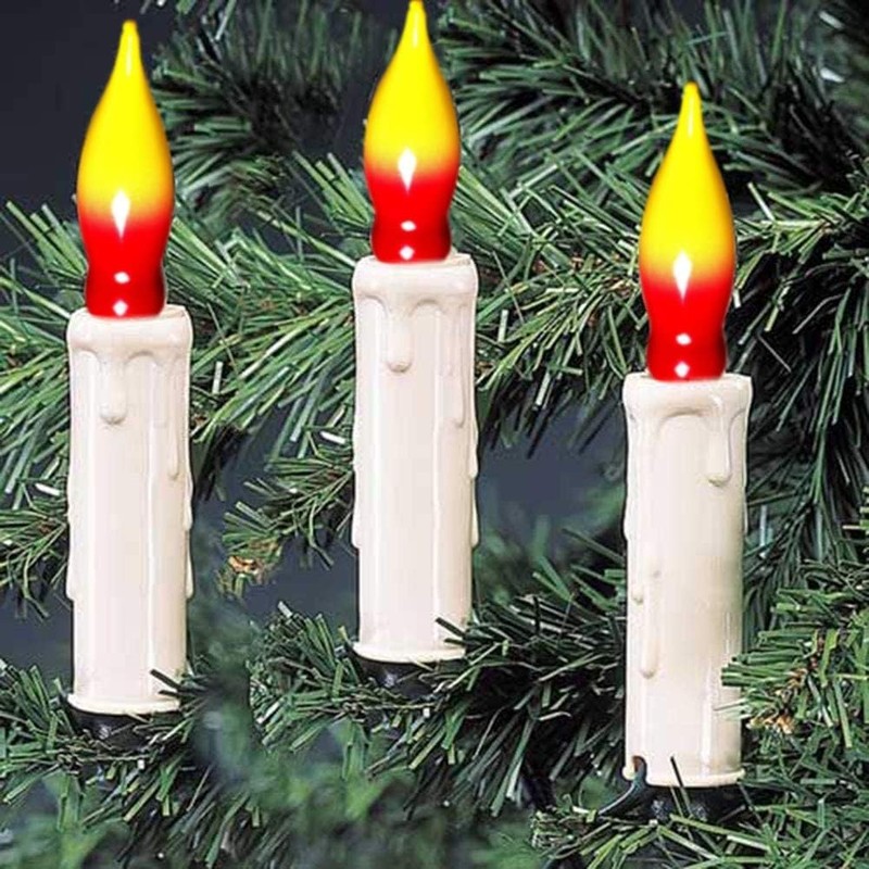 12 Pack C18 Red and Yellow Christmas Flame Candle Lights