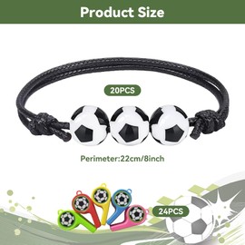 ZHITENG Pack of 20 Football Gifts Boys and 24 Pieces Whistle, Football Bracelet, Adjustable Whistle, Children, Bracelet, Children's Whistles for Sports, Football Birthday Party