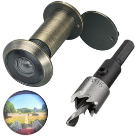 TOGU 220-degree Solid Brass Peep Holes for Door with 16mm Drill Bit, 0.63 inch Door Peephole with Privacy, Compatible with Door Thick from 1-3/8" to 2-1/6", Antique Bronze Finish